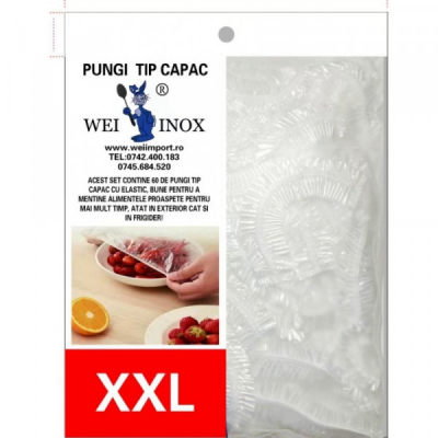 Set 60 Folii Alimentare tip Capac cu Elastic 45cm XXL WEI A-14821 DNC64829