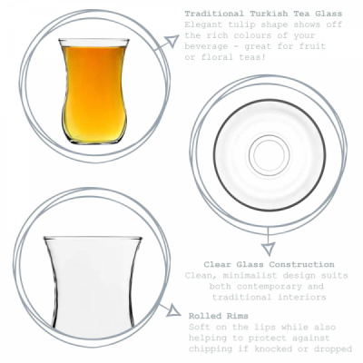 Set 72 Pahare Sticla Ceai Turcesc 115ml LAV Klasik Optic 30020