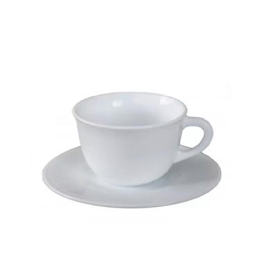 Set 48 Cesti Cafea 200ml cu 48 Farfurioare Opal Albe ArtCraft CNN34115