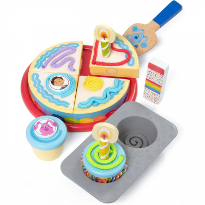 Set aniversar tort din lemn Melissa & Doug Blue’s Clues cu 38 de piese 33018 CWT