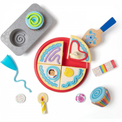 Set aniversar tort din lemn Melissa & Doug Blue’s Clues cu 38 de piese 33018 CWT
