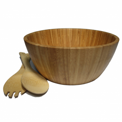 Set bol pentru salata 30x10cm si 2 ustensile din bambus Grunberg BM6355