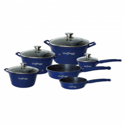 Set Bucatarie Cheffinger CF-DIAC12BLUE 6 Cratite Si 4 Capace Sticla