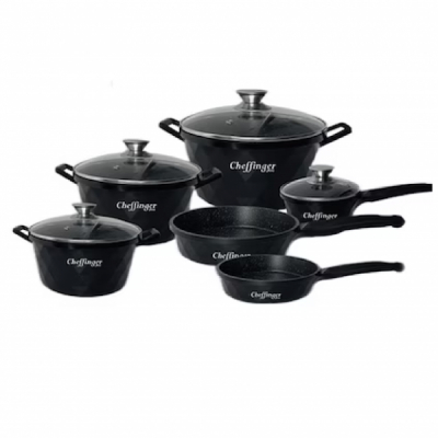 Set Bucatarie Cheffinger CF-DIACK12BLK 6 Cratite Si 4 Capace Sticla