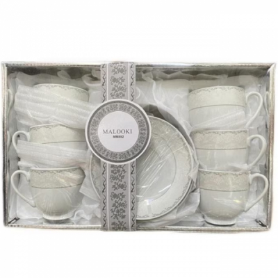 Set Cadou 6 Cesti Cafea Ceai cu 6 Farfurii Ceramica Malooki MM892