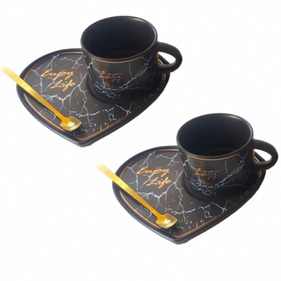 Set Cafea Romantic 2 Cesti 2 Farfurii 2 Lingurite Luxury 4461-2 DNC52911