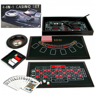 Set Casino 4 in 1 cu Poker, Black Jack, Craps si Ruleta