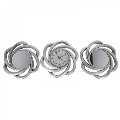 Set Ceas de Perete cu Doua Oglinzi Decorative Grunberg KLJ2930 Gri