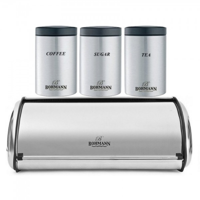 Set Cutie Paine Inox si 3 Recipiente Depozitare Bohmann BH7231