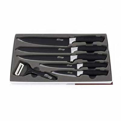 Set cutite si decojitor Switzner 6 piese otel inoxidabil maner silicon SW-006BLK DNC65680