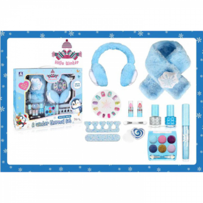 Set de machiaj si manichiura unghii Hello Winter pentru copii Blue ZR-19A