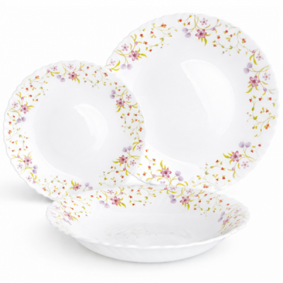 Set de Masa 12 Persoane 2x18 36 Farfurii Opal cu Flori Mici 2xLH7052A JGR