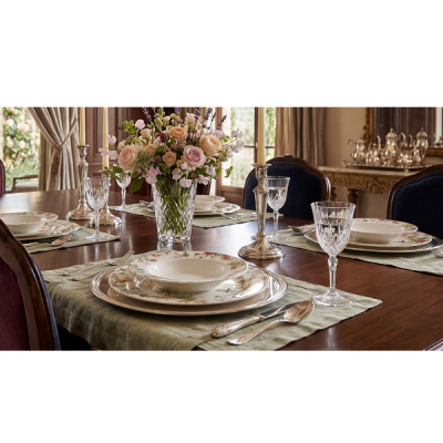 Set de Masa 12 Persoane 2x18 36 Piese Portelan Fin Flori 2xDS183TR JGR