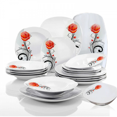 Set de Masa 12 Persoane 40 piese Portelan Trandafir Orange 3141 ArtCraft