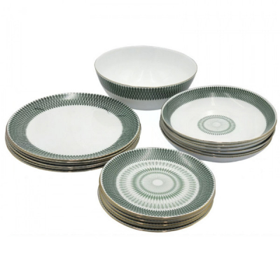Set de Masa 19 piese Mirage Opal Verde Margini Aurii GRMN19 DNC64038