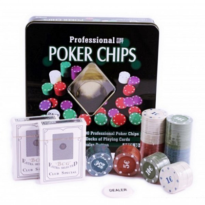 Set de poker 100 Chipuri marcate valoric Cutie Metalica