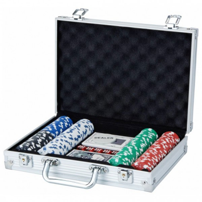 Set de poker 200 Chipuri Nemarcate in Cutie Aluminiu tip Servieta