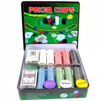 Set de poker 500 Chipuri MARCATE VALORIC Cutie Metalica