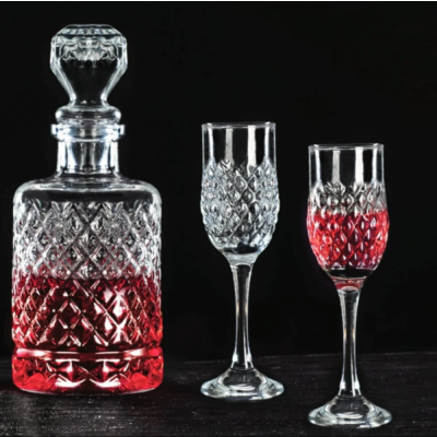 Set Decantor bauturi 1.2l cu 6 pahare sticla picior 200ml Turin Art DS0400GCL CNN46938