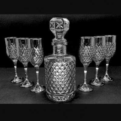 Set Decantor bauturi 1.2l cu 6 pahare sticla picior 200ml Turin Art DS0400GCL CNN46938