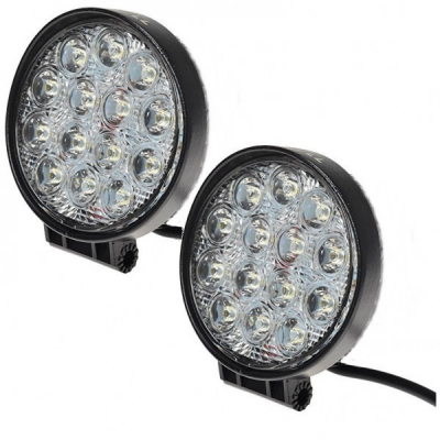 Set Doua Proiectoare SLIM LED Auto Offroad 14 LED 42W 12V/24V Rotund