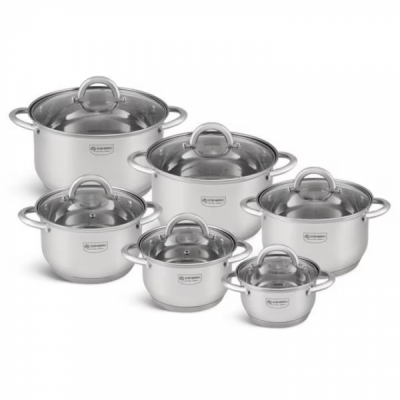 Set Gatit 12 Piese Semioale cu Capace Inox 14/16/18/20/22/24cm Edenberg EB3999 EB4000 DNC65819