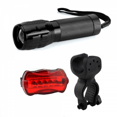 Set Lanterna LED 1W cu Zoom si Semnalizare Bicicleta Bailong