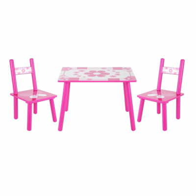 Set masuta cu 2 scaune pentru copii din MDF 40x60x42cm Fluture KT4740 JGR