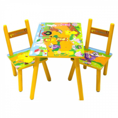 Set masuta cu 2 scaune pentru copii din MDF 40x60x42cm Portocaliu KT4737 JGR