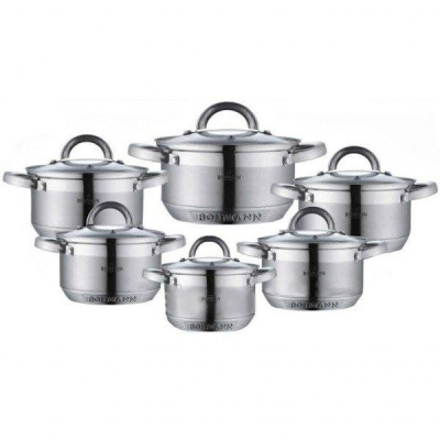 Set oale din inox cu capac 12 piese Bohmann BH0717