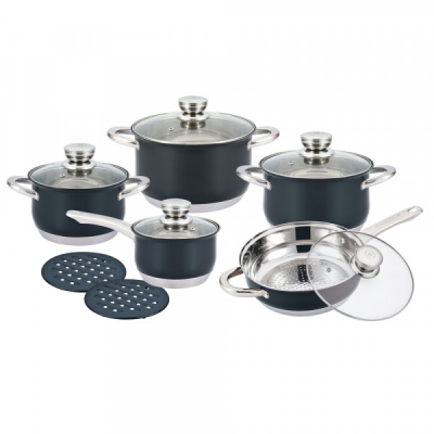 Set Oale din Inox cu Capac 12 piese Herenthal HT-1232BL