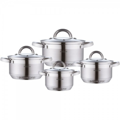 Set oale din inox cu capac 8 piese Bohmann BH0716