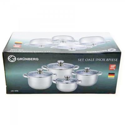 Set oale din inox cu capac 8 piese Grunberg GR1056