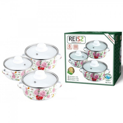Set oale emailate cu capac 6 piese Reisz RZ412A