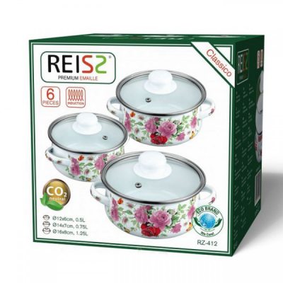 Set oale emailate cu capac 6 piese Reisz RZ412A