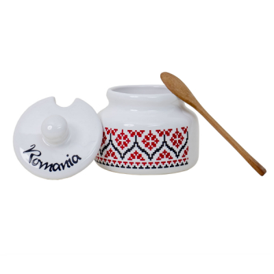 Set pentru miere cu cana si lingurita 300ml H 12cm Romania Zilan EXT10783