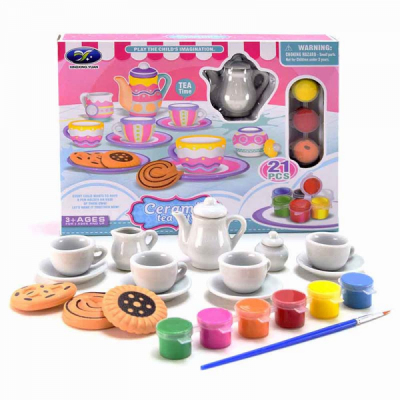 Set pictura ceainic 21 piese jucarii pentru ceai pentru copii DIY 868-D29 CWT