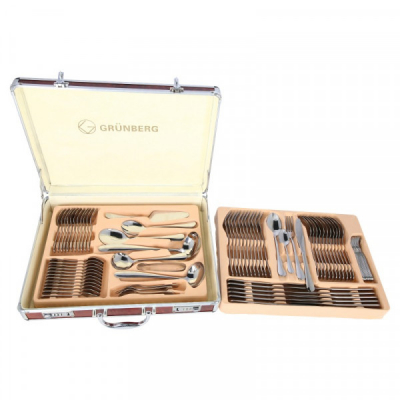 Set Tacamuri Inox in Servieta 12 persoane 84 piese Grunberg SW84