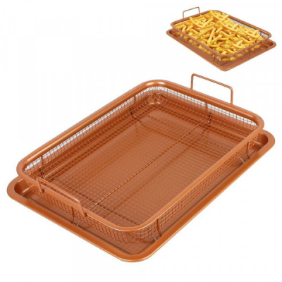 Set Tava Copt Crocant la Cuptor cu Sita Crisper 32x25x8cm Wei A14012