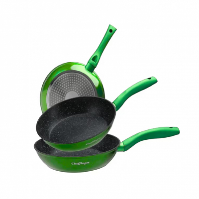 Set tigaie placata cu marmura 3 piese Cheffinger CF-FA03 GRN