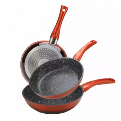 Set tigaie placata cu marmura 3 piese Cheffinger CF-FA03 RED