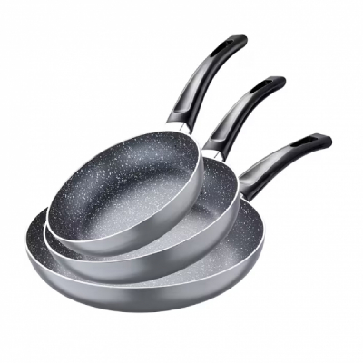 Set tigaie placata cu marmura 3 piese Cheffinger CF-FA03 SILVER