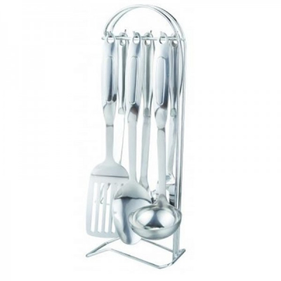 Set ustensile bucatarie inox cu suport 7 piese Barton Steel BS8003