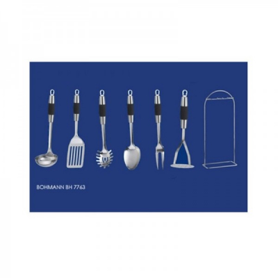 Set ustensile bucatarie inox cu suport 7 piese Bohmann BH7763