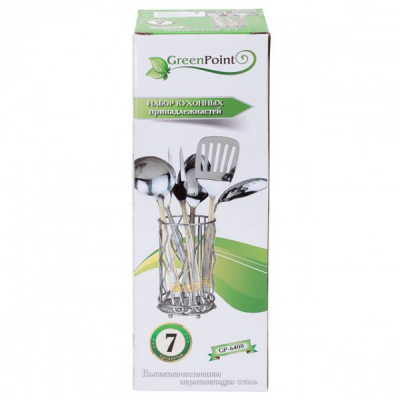 Set ustensile bucatarie inox cu suport 7 piese Green Point GP6400 BG