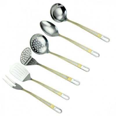 Set ustensile bucatarie inox cu suport 7 piese Green Point GP6400 BG