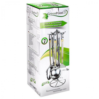 Set ustensile bucatarie inox cu suport 7 piese Green Point GP6500 BG