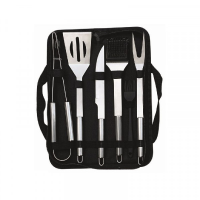 Set ustensile din inox pentru gratar 6 piese cu Husa Grunberg UG6PS