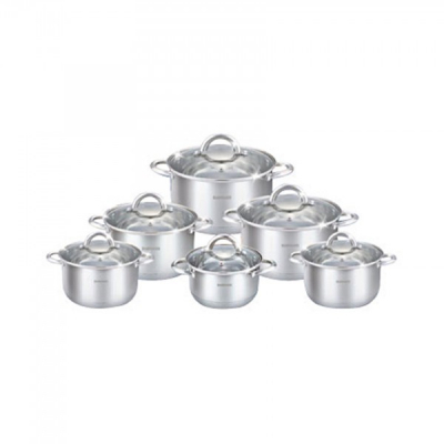 Set Vase Inox cu Capac 12 Piese Bohmann BH1212PS