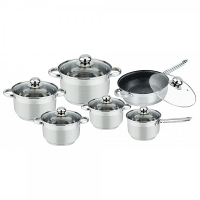 Set Vase Inox cu Capac 12 Piese Sapir SP1210GI12M